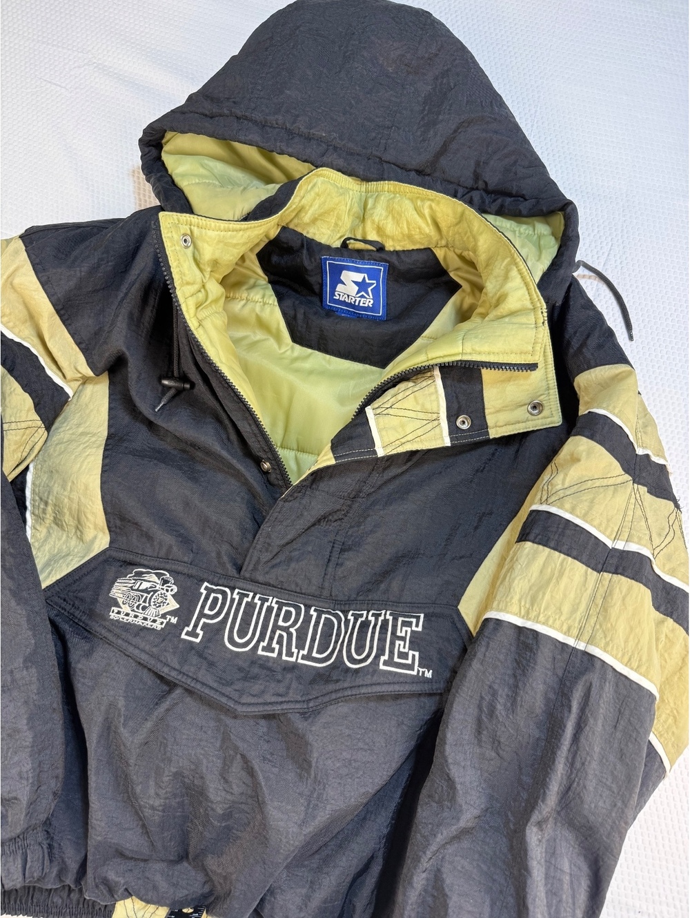 Vintage 90s Starter Purdue Boilermakers Jacket Mens L Pullover Anorak Hooded
